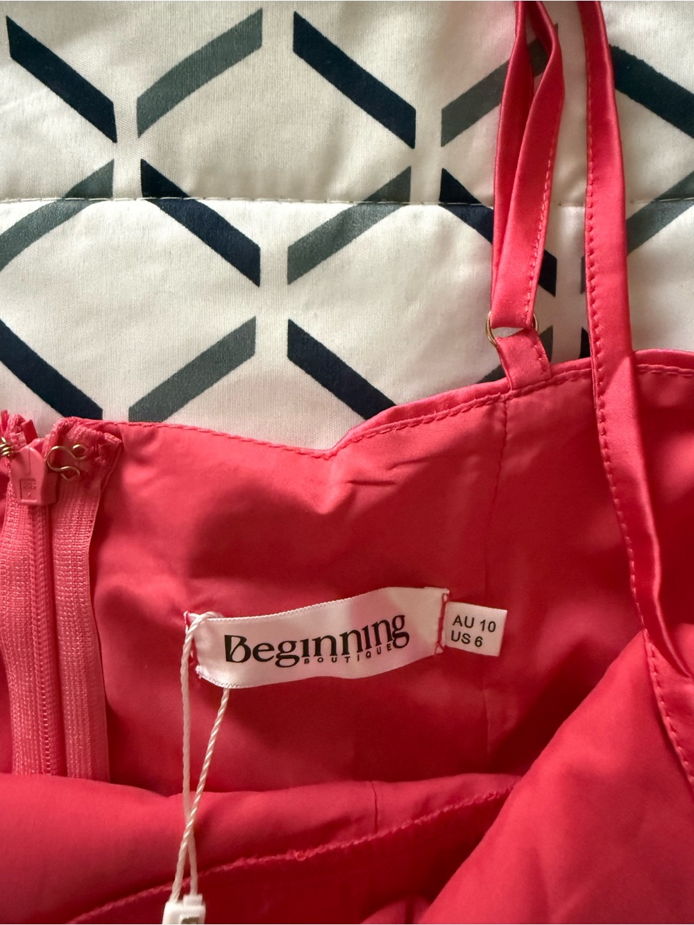 Bright Pink Satin Slip Dress with Spaghetti Straps Size 6 - Picture 3 of 4